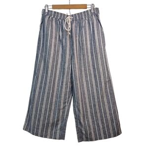 beachlunchlounge Navy & White Striped Cropped Wide-Leg Pants